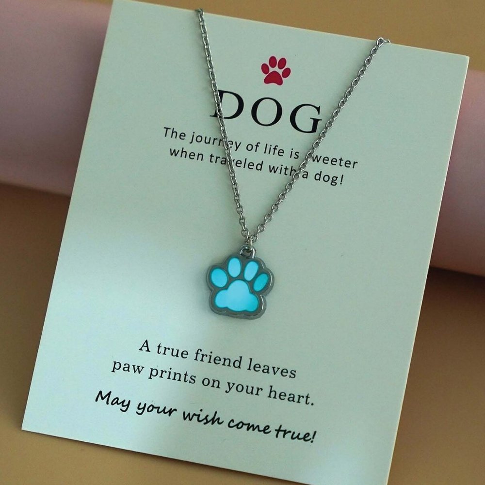 Glow-In-The-Dark Paw Charm Necklace